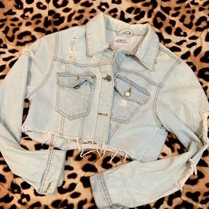 Distressed Crop Denim Jacket